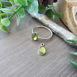 Peridot Ring, Tear Drop, Faceted