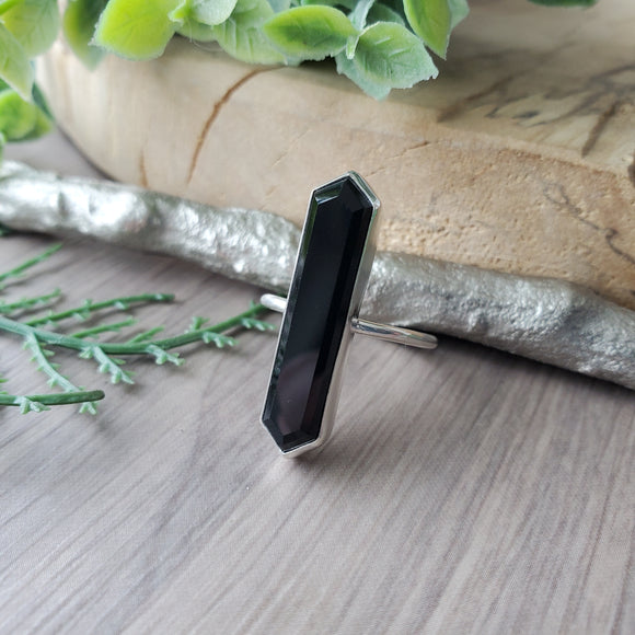 Onyx Ring, Long Hexagon, Large