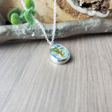 Sterling Opal Necklace, Tear Drop