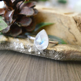 Moonstone Ring, Tear Drop, Faceted