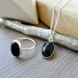 Onyx Necklace, Smooth Oval