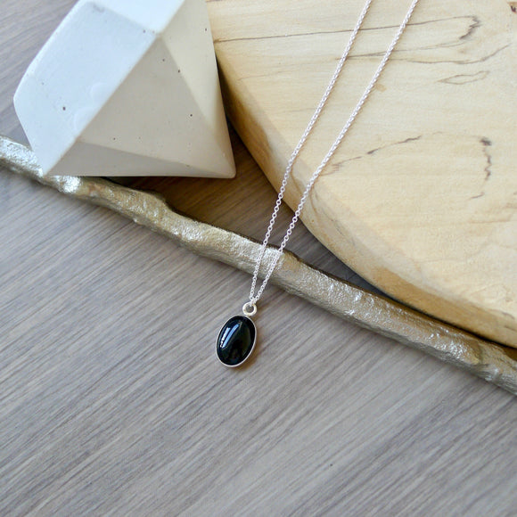 Onyx Necklace, Smooth Oval