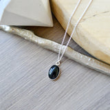 Onyx Necklace, Smooth Oval
