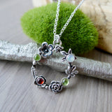 Family Necklace, Floral Wreath