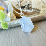 Moonstone Necklace, Long Hexagon, Flat Top