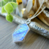 Moonstone Necklace, Long Hexagon, Flat Top