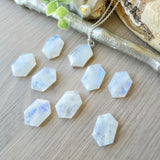 Moonstone Necklace, Long Hexagon, Flat Top