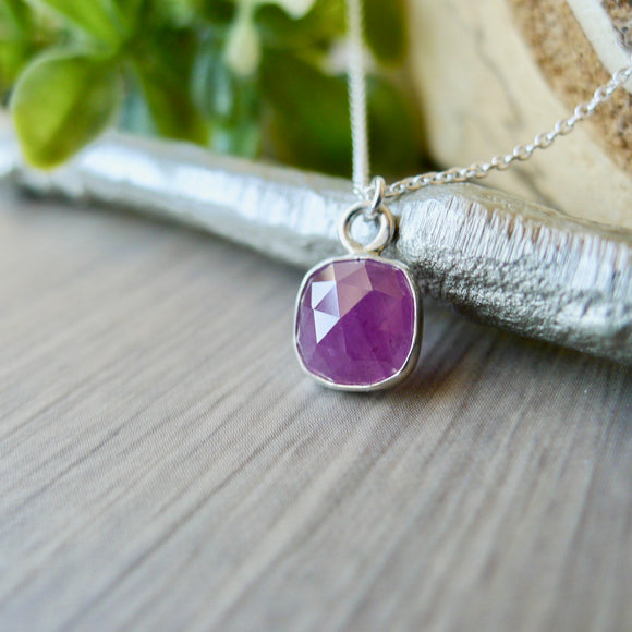 Ruby Necklace, Faceted Square