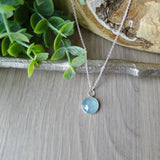 Aquamarine Necklace, Faceted Round
