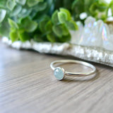 Aquamarine Ring, Faceted Round, 5mm