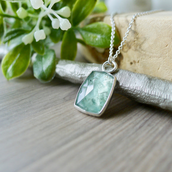 Moss Kyanite Necklace, Mint, Rectangle