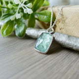 Moss Kyanite Necklace, Mint, Rectangle