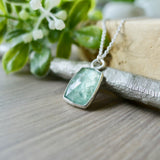 Moss Kyanite Necklace, Mint, Rectangle