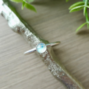 Moonstone Ring, Faceted Round, 4mm