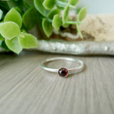 Garnet Ring, Faceted, Round