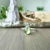Peridot Ring, Tear Drop, Faceted