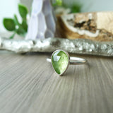 Peridot Ring, Tear Drop, Faceted