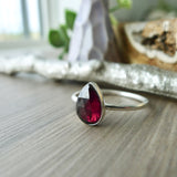 Garnet Ring, Tear Drop, Faceted