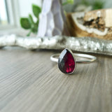 Garnet Ring, Tear Drop, Faceted