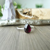 Garnet Ring, Tear Drop, Faceted