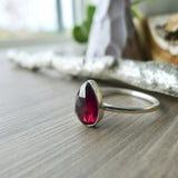 Garnet Ring, Tear Drop, Faceted