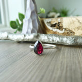 Garnet Ring, Tear Drop, Faceted