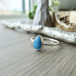 Turquoise Ring, Tear Drop, Faceted