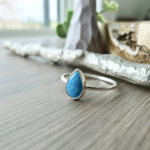 Turquoise Ring, Tear Drop, Faceted