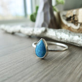 Turquoise Ring, Tear Drop, Faceted