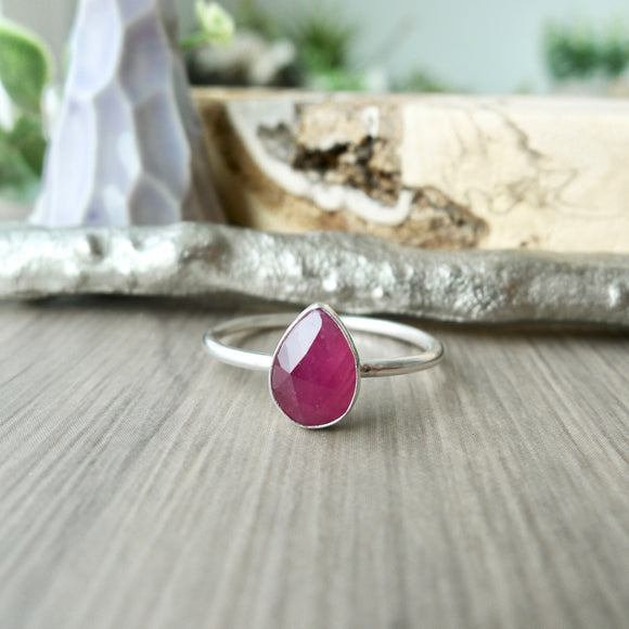 Ruby Ring, Tear Drop, Faceted