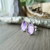 Amethyst Studs, Tear Drop, Faceted