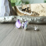 Amethyst Studs, Tear Drop, Faceted