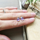 Amethyst Studs, Tear Drop, Faceted