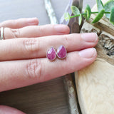 Ruby Studs, Tear Drop, Faceted