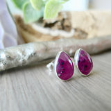 Ruby Studs, Tear Drop, Faceted