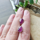 Ruby Studs, Tear Drop, Faceted