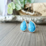 Turquoise Studs, Tear Drop, Faceted