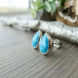 Turquoise Studs, Tear Drop, Faceted