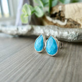 Turquoise Studs, Tear Drop, Faceted