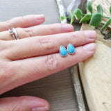 Turquoise Studs, Tear Drop, Faceted