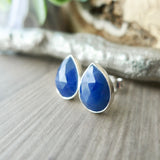 Sapphire Studs, Tear Drop, Faceted