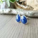 Sapphire Studs, Tear Drop, Faceted