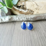 Sapphire Studs, Tear Drop, Faceted