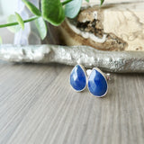Sapphire Studs, Tear Drop, Faceted