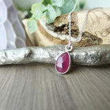 Ruby Necklace, Tear Drop, Faceted
