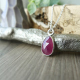 Ruby Necklace, Tear Drop, Faceted