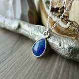 Sapphire Necklace, Tear Drop, Faceted