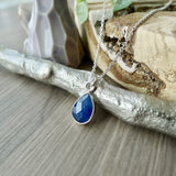 Sapphire Necklace, Tear Drop, Faceted