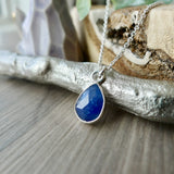 Sapphire Necklace, Tear Drop, Faceted