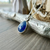 Sapphire Necklace, Tear Drop, Faceted